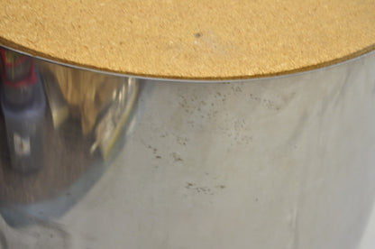 Vintage Mid Century Modern Round Travertine Chrome Steel Pedestal Dining Table