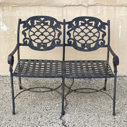 Tuscan Mediterranean Style Cast Aluminum Garden Patio Settee Loveseat Bench
