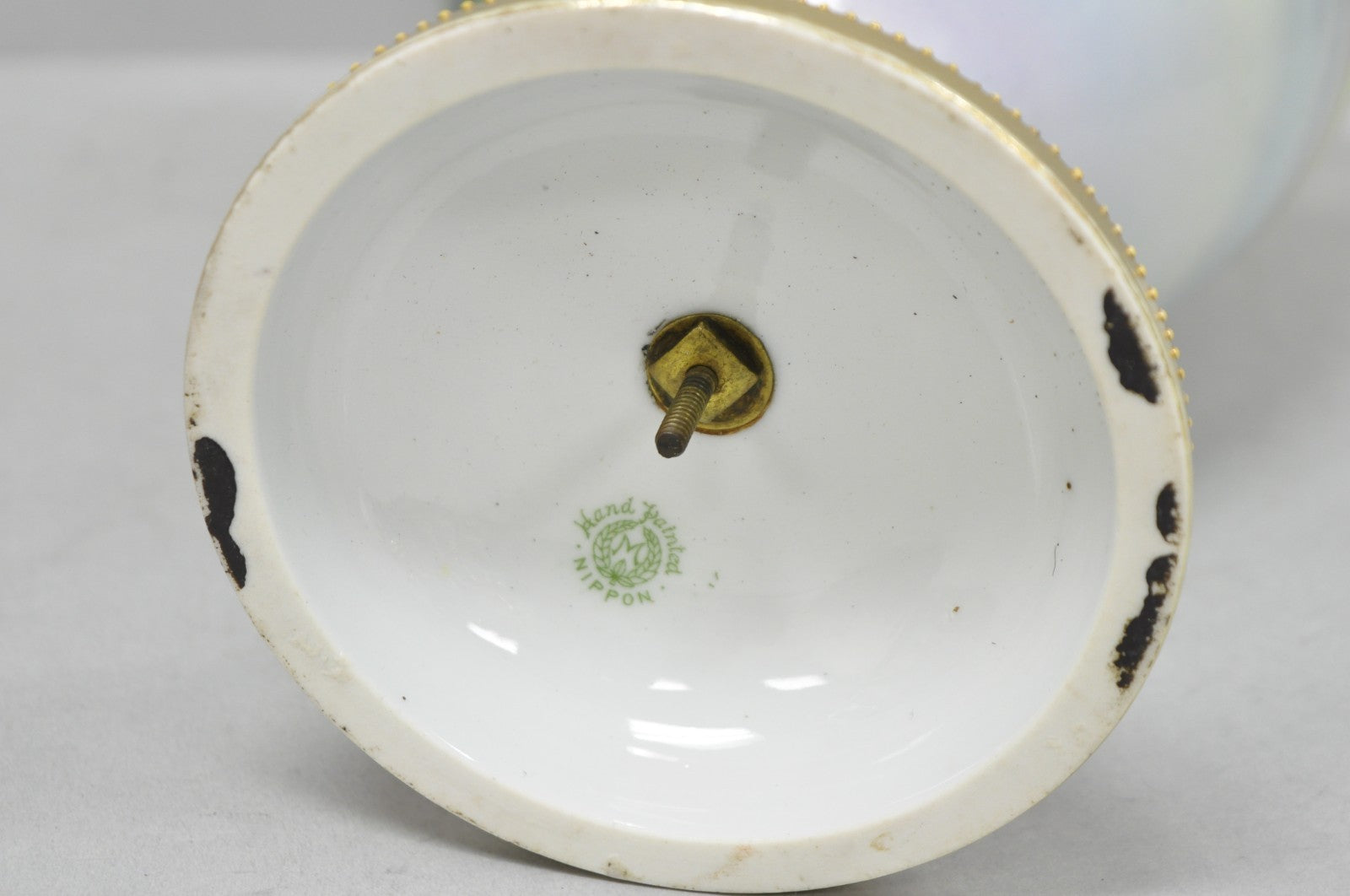 Antique Nippon Hand Painted Cottage Lake Porcelain Twin Handle Bolted Urn Vase