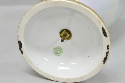 Antique Nippon Hand Painted Cottage Lake Porcelain Twin Handle Bolted Urn Vase