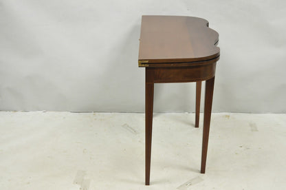 Antique Sheraton Federal Mahogany Urn Inlay Flip Serpentine Console Game Table