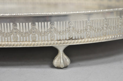 Vintage Viners of Sheffield Edwardian Silver Plated Raised Gallery Oval Tray
