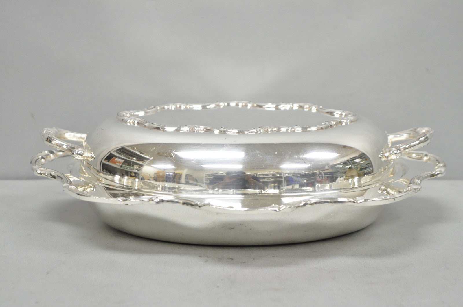Vintage Victorian Style Silver Plated Covered Vegetable Serving Dish Platter