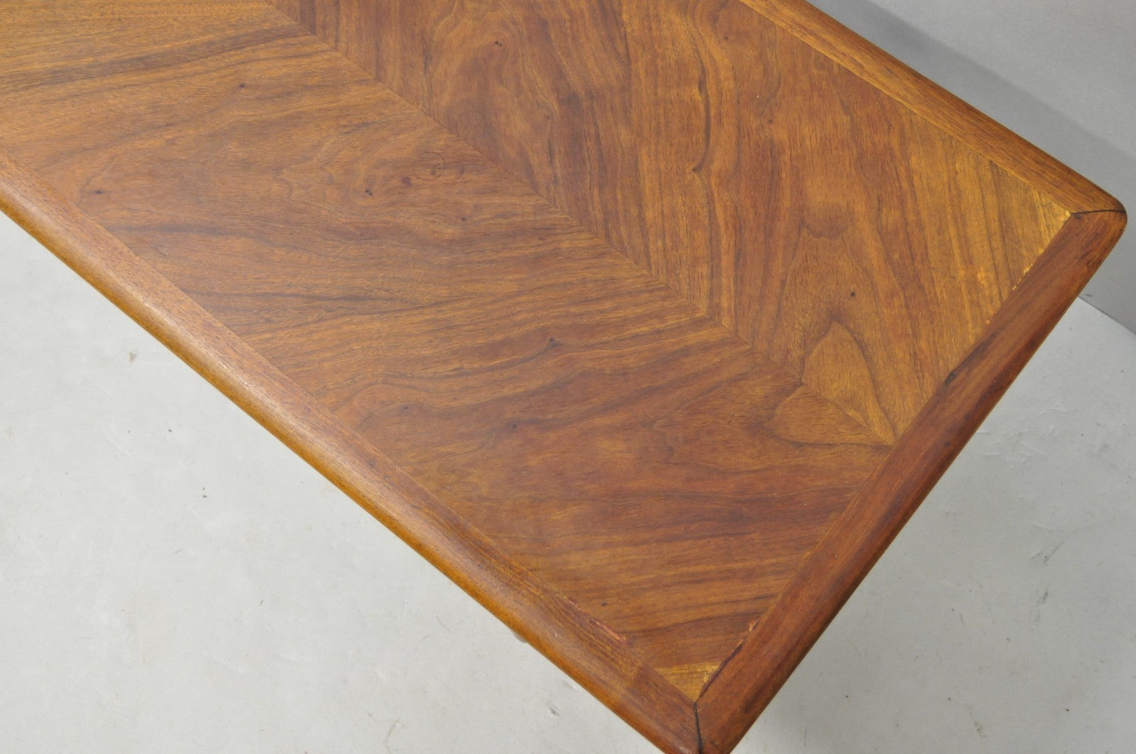 Vintage Mid Century Danish Modern Sculptural Walnut 1 Drawer Long Coffee Table