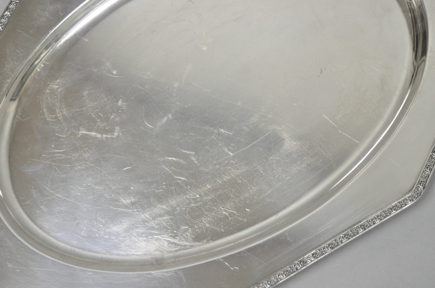 Antique Victorian Andover SP Co Silver Plated Octagonal Serving Platter Tray