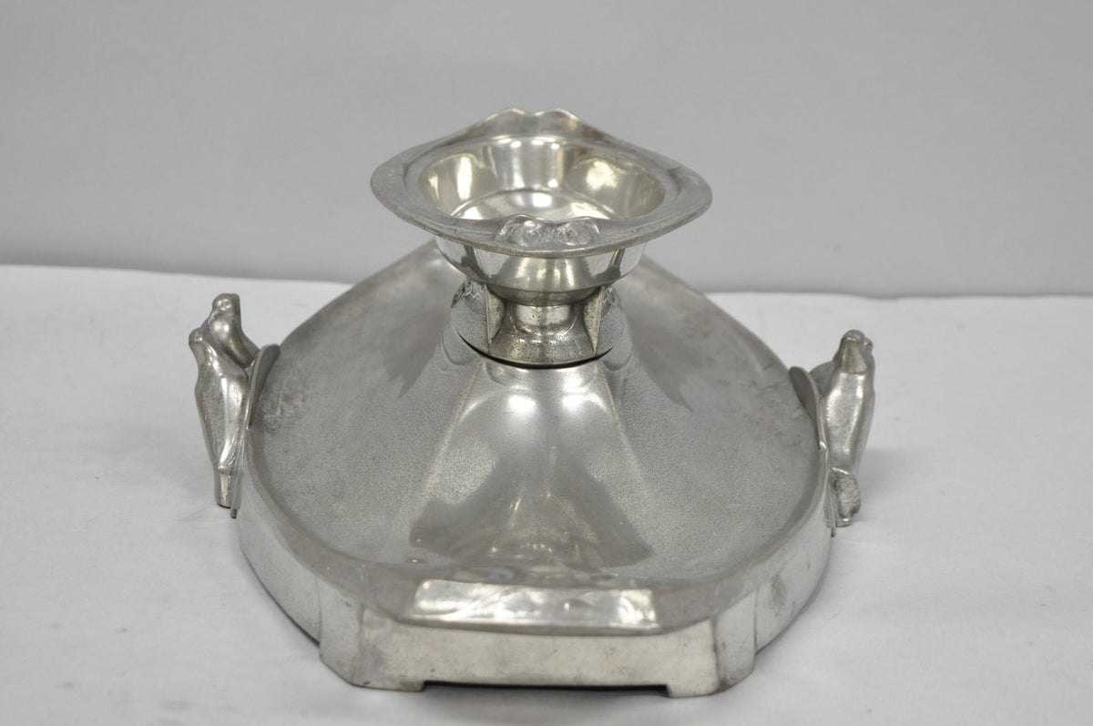 Antique Kayserzinn 4640 German Art Nouveau Pewter Metal Serving Platter w Birds
