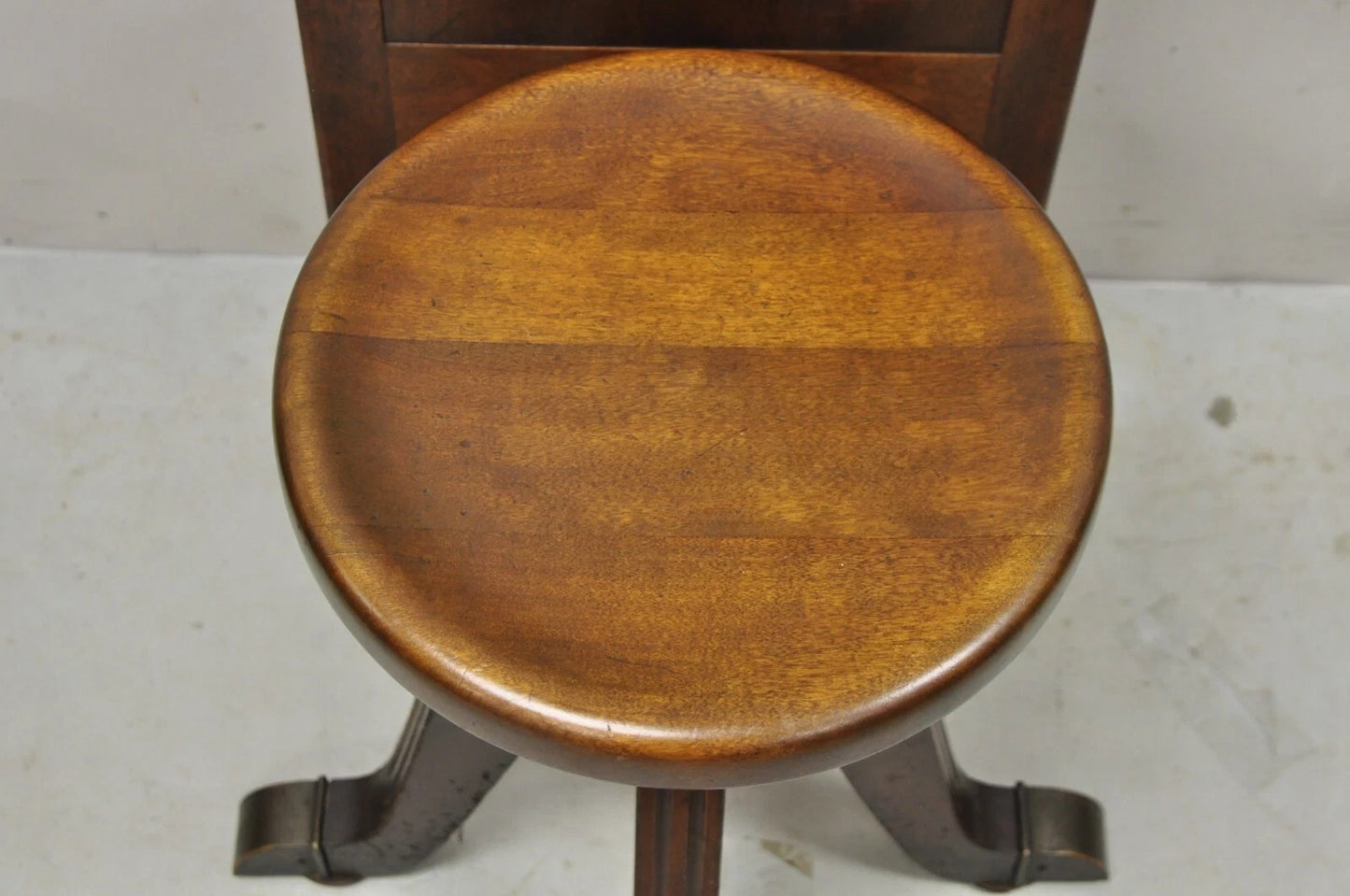 Antique Hamilton Mfg High Back Adjustable Mahogany Architect Chair Piano Stool