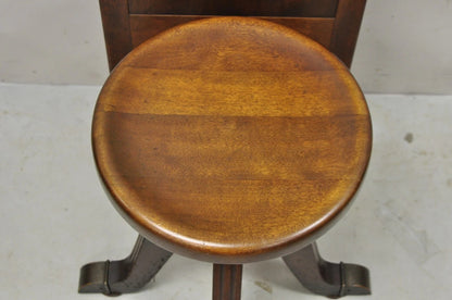 Antique Hamilton Mfg High Back Adjustable Mahogany Architect Chair Piano Stool