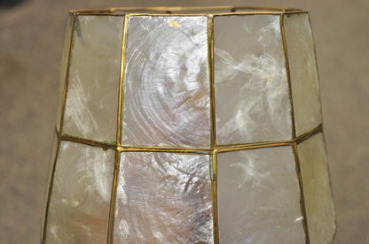 Vintage Italian Hollywood Regency Capiz Shell Gold 7.25 Round Clip On Lamp Shade