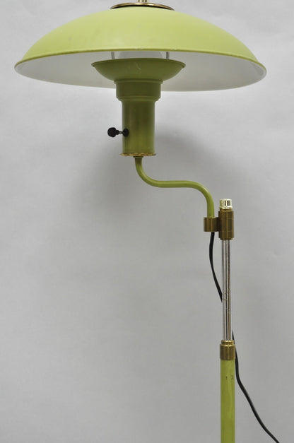 Vintage Mid Century Modern Avocado Green Adjustable Flying Saucer Floor Lamp