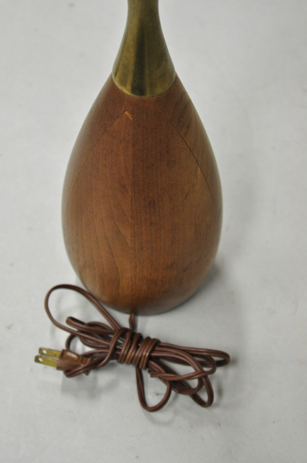 Vintage Tony Paul Mid Century Modern Sculpted Walnut & Brass Small Table Lamp