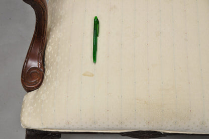 Vintage Thomasville Georgian Style Carved Mahogany Lounge Arm Chairs - a Pair