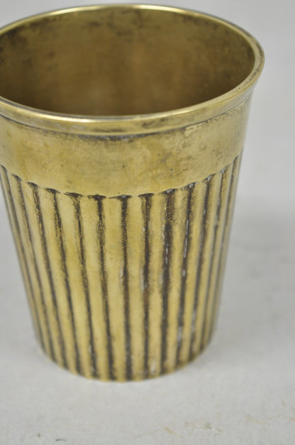 Vintage Anglo Indian Brass Bronze Ribbed Lassi Tumbler Cup with Patina
