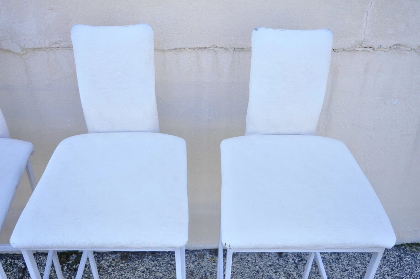 Minson Ent. Contemporary Modern White Metal Sculpted Barstools Chair - Set of 4