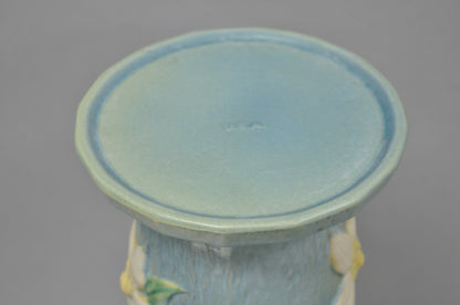 Vintage Roseville USA Blue Clematis Flower Art Pottery Jardiniere Pedestal Base