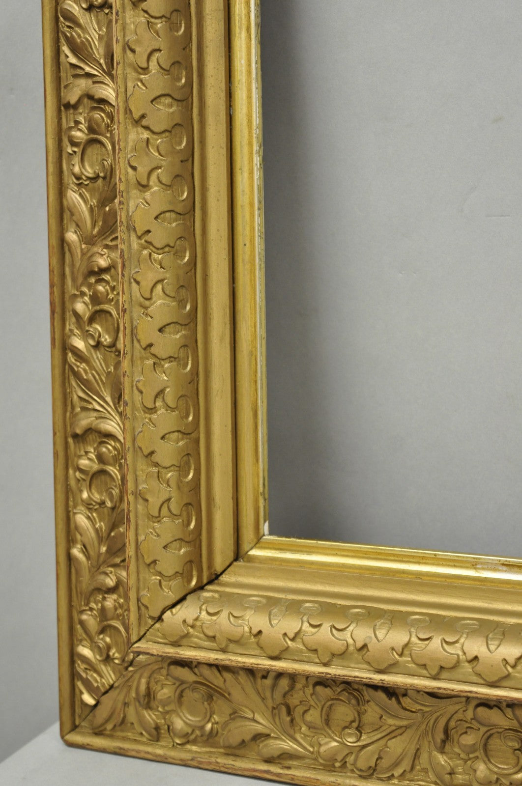 Antique Victorian Gold Gilt Oak Wood Leafy Scroll Deep Picture Frame 32.5 x 26.5
