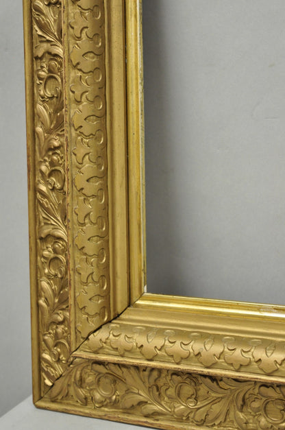 Antique Victorian Gold Gilt Oak Wood Leafy Scroll Deep Picture Frame 32.5 x 26.5