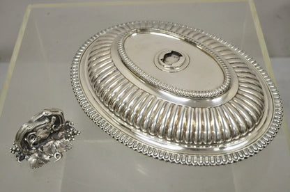 Antique Elkington Co English Regency Silver Plated Covered Serving Dish Platter
