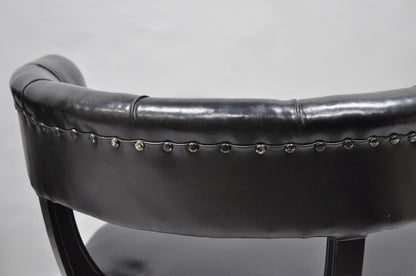 Vintage Mid Century Modern Low Black Barrel Back Lounge Club Chairs - a Pair