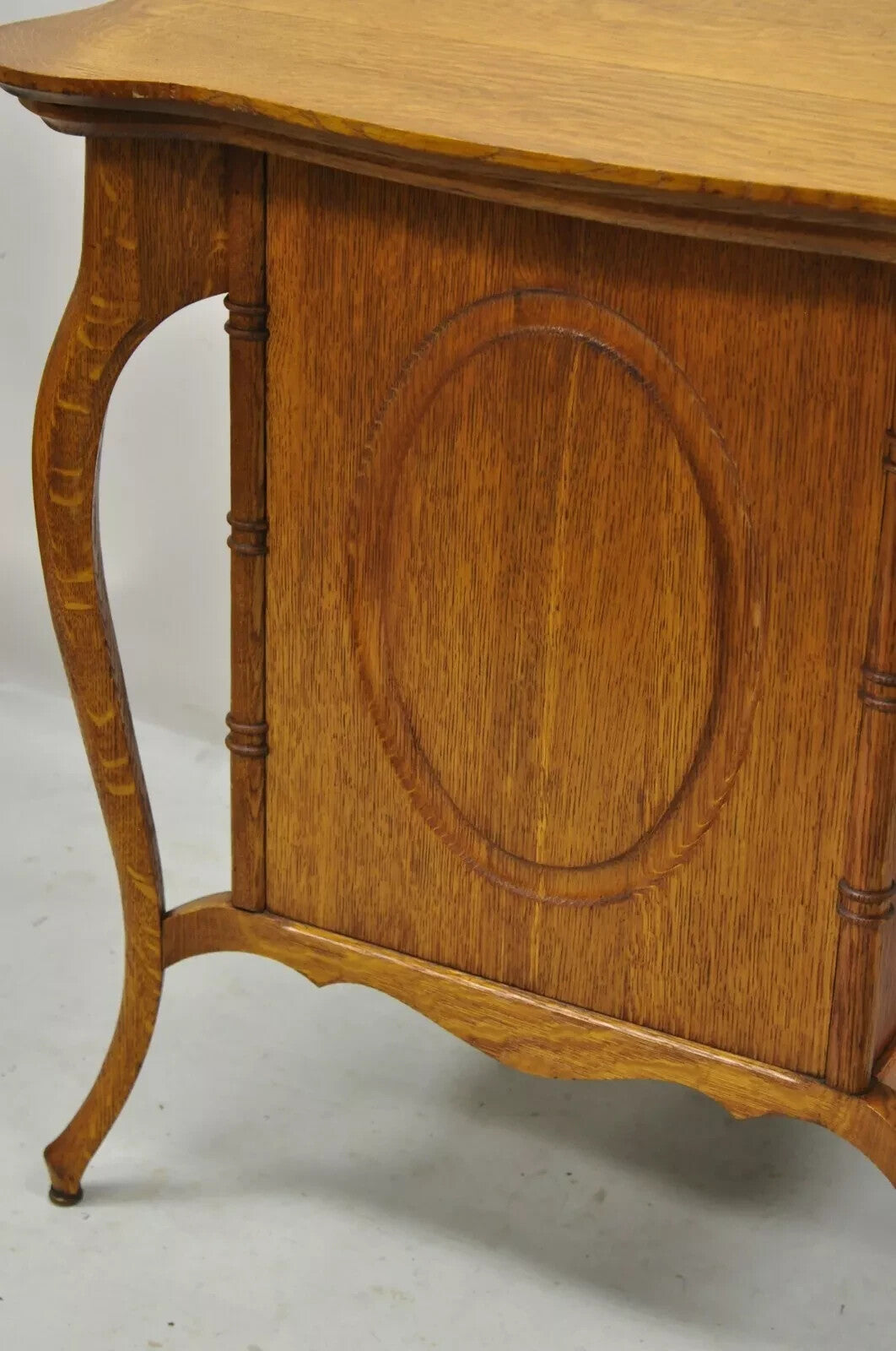 Antique Victorian Art Nouveau Golden Oak 4 Drawer Sewing Work Stand Side Table