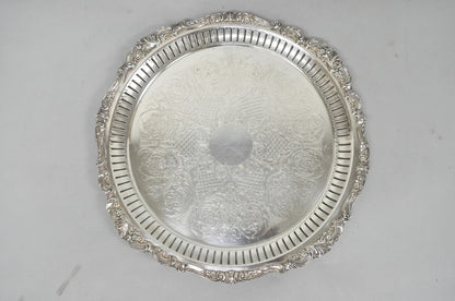 Vintage Baroque by Wallace Silver Plated Round Footed Serving Platter Bar Tray