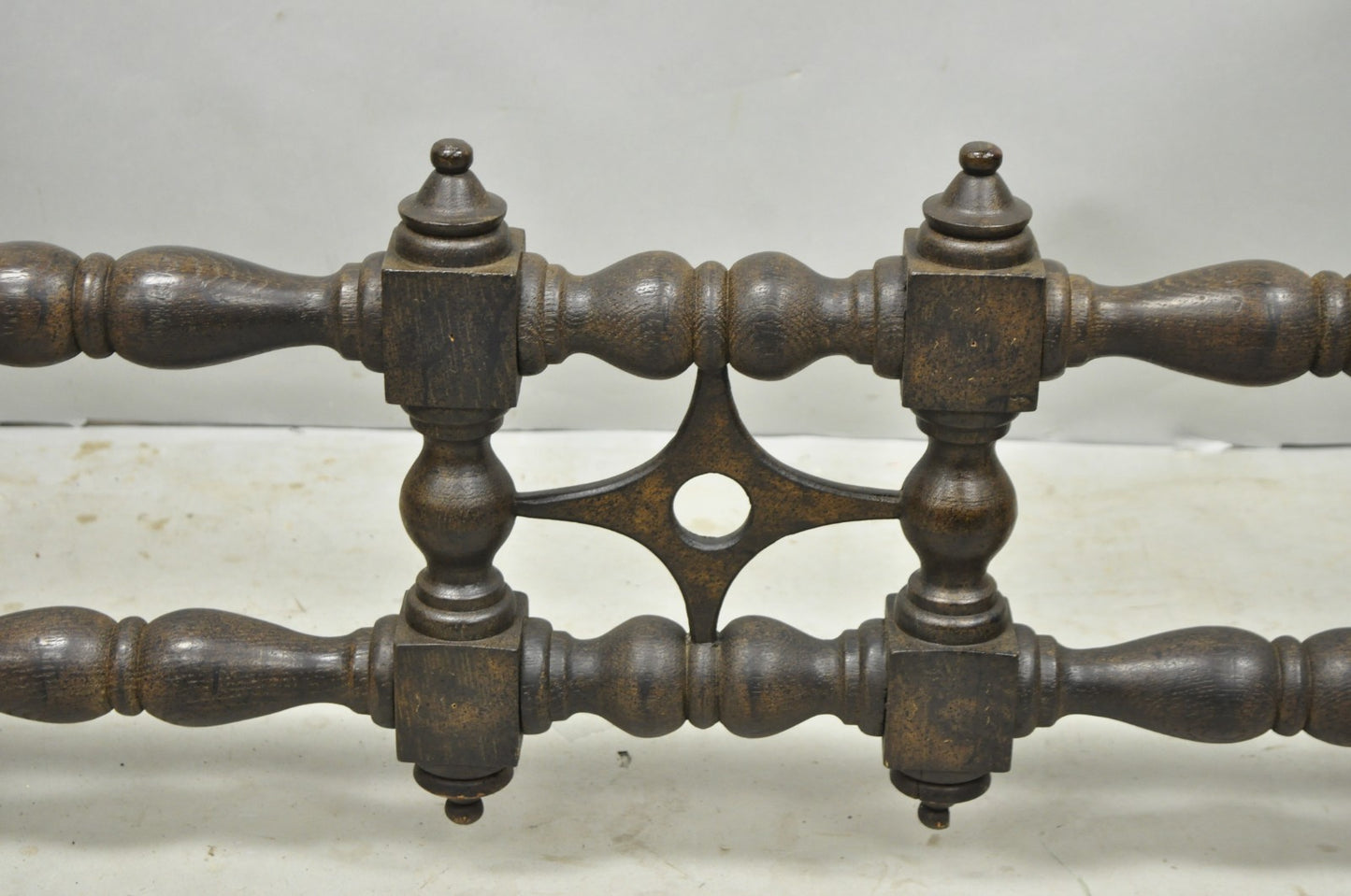 Vintage Gothic Renaissance Wooden Fretwork Rectangular Glass Top Coffee Table