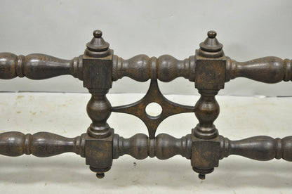 Vintage Gothic Renaissance Wooden Fretwork Rectangular Glass Top Coffee Table