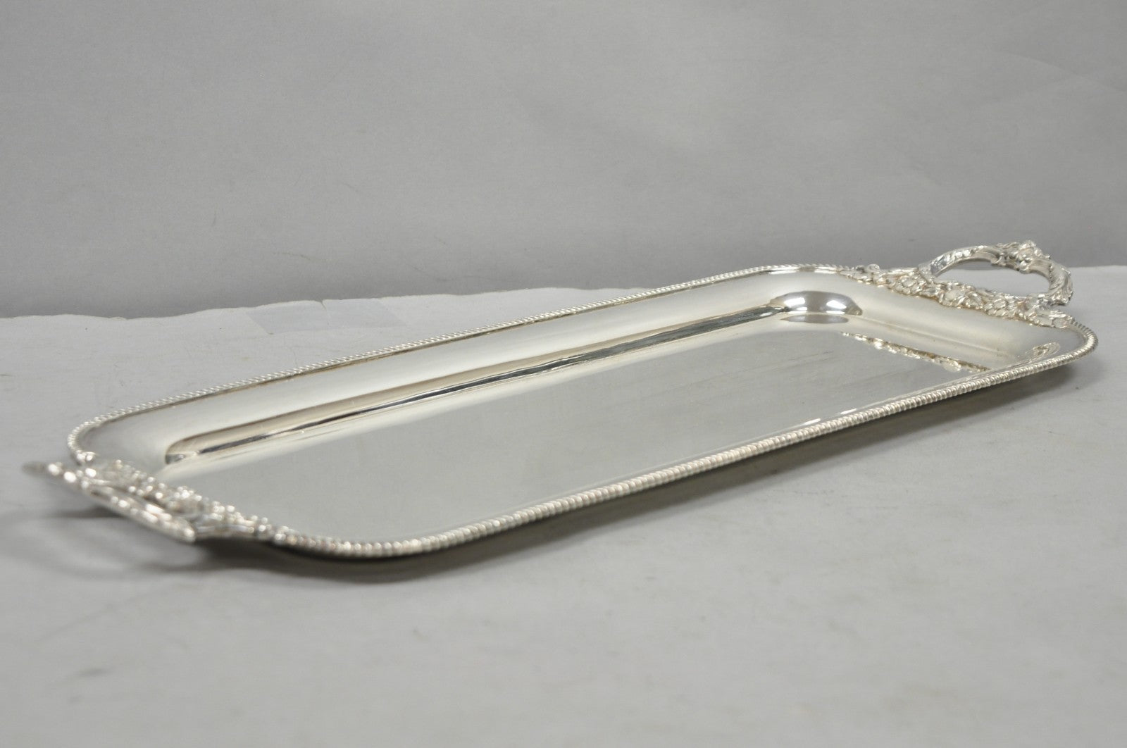 Vintage Barker Ellis English Regency Narrow Silver Plated Serving Dish Bar Tray