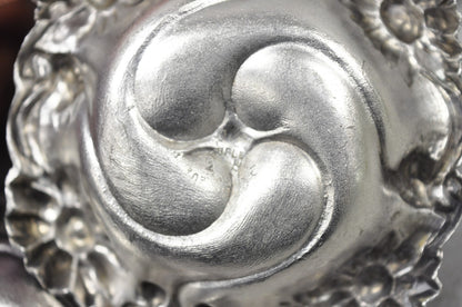 Antique English Art Nouveau Silver Plated Floral Repousse Nut Dish Bowl Set of 8