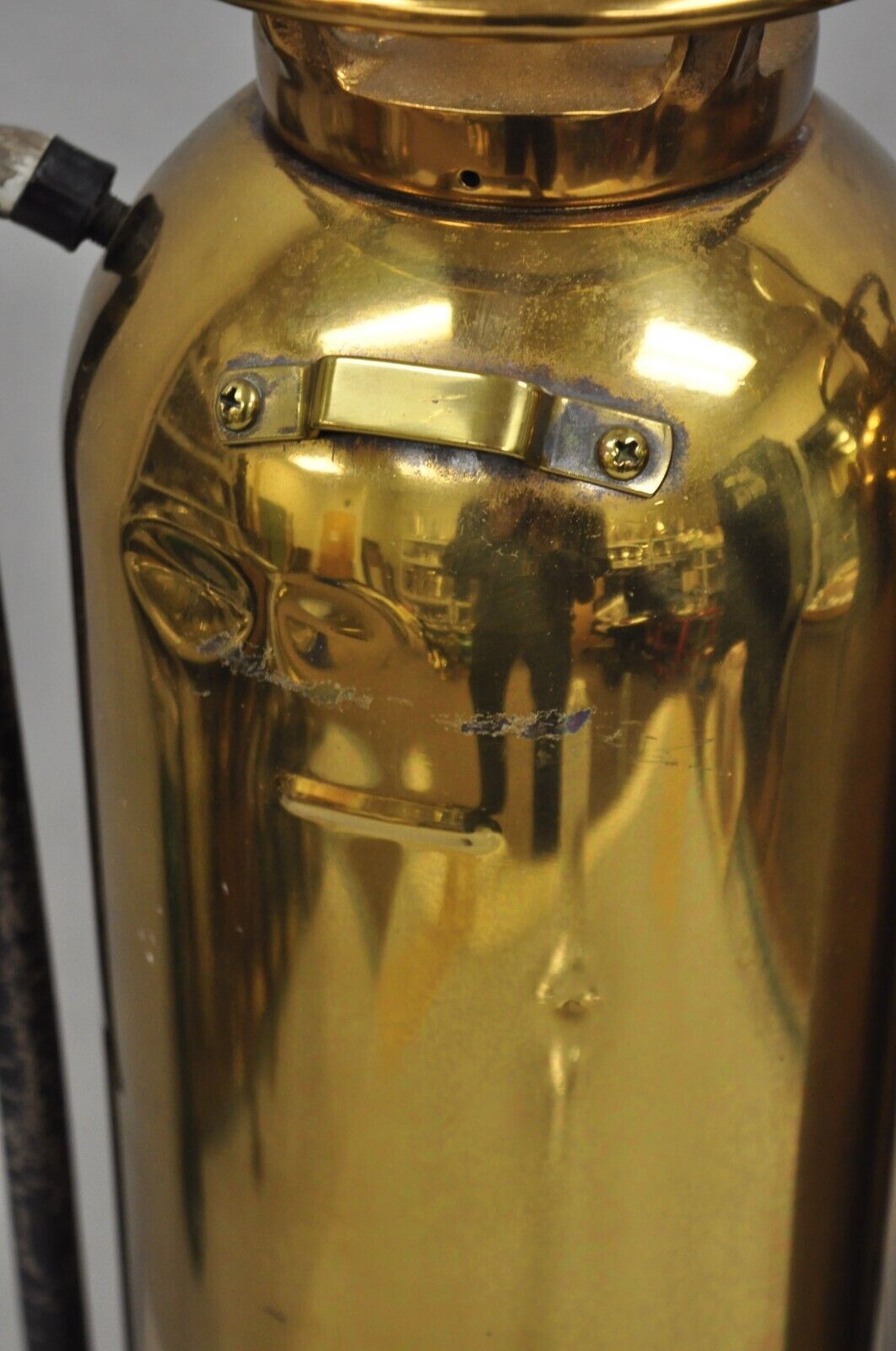 Antique Art Deco Brass Fire Extinguisher Converted Table Lamps - a Pair