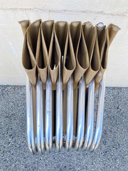 Vintage Crown Mfg 7 Seat Aluminum Canvas Folding Chair Camping Sports Team Bench