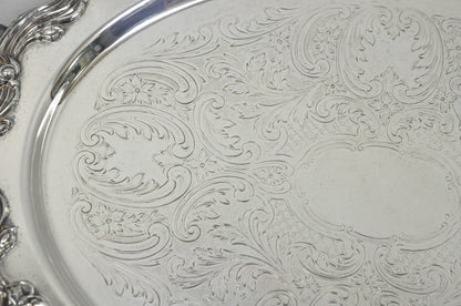 Vintage Sheffield English Victorian Oval Silver Plated Footed Bar Tray w/Handles