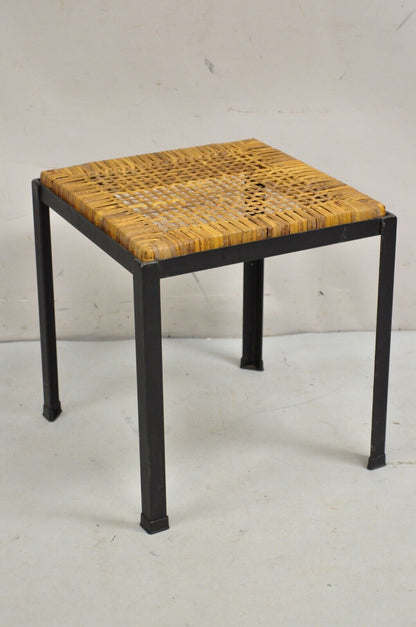 Mid Century Modern Danny Ho Fong Tropi-Cal Iron Cane Side Table Stool - Set of 4