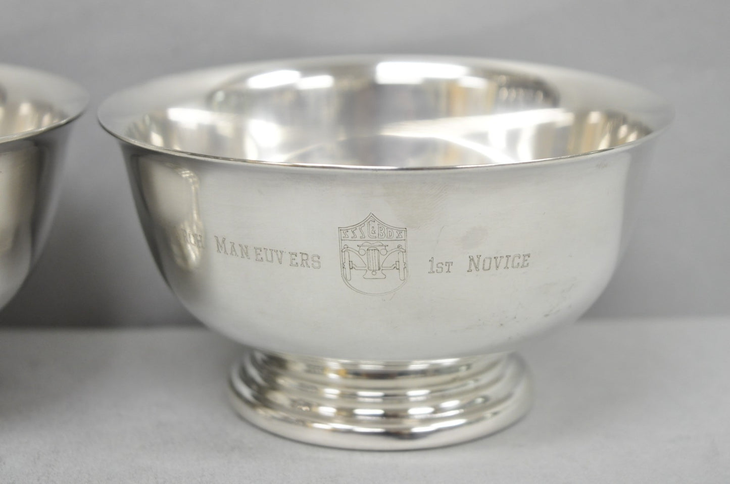 Vintage SSSC&BDS Car Club Silver Plated Award Footed Nut Bowl Dish - a Pair