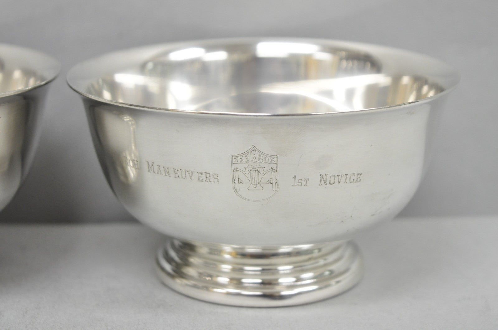 Vintage SSSC&BDS Car Club Silver Plated Award Footed Nut Bowl Dish - a Pair
