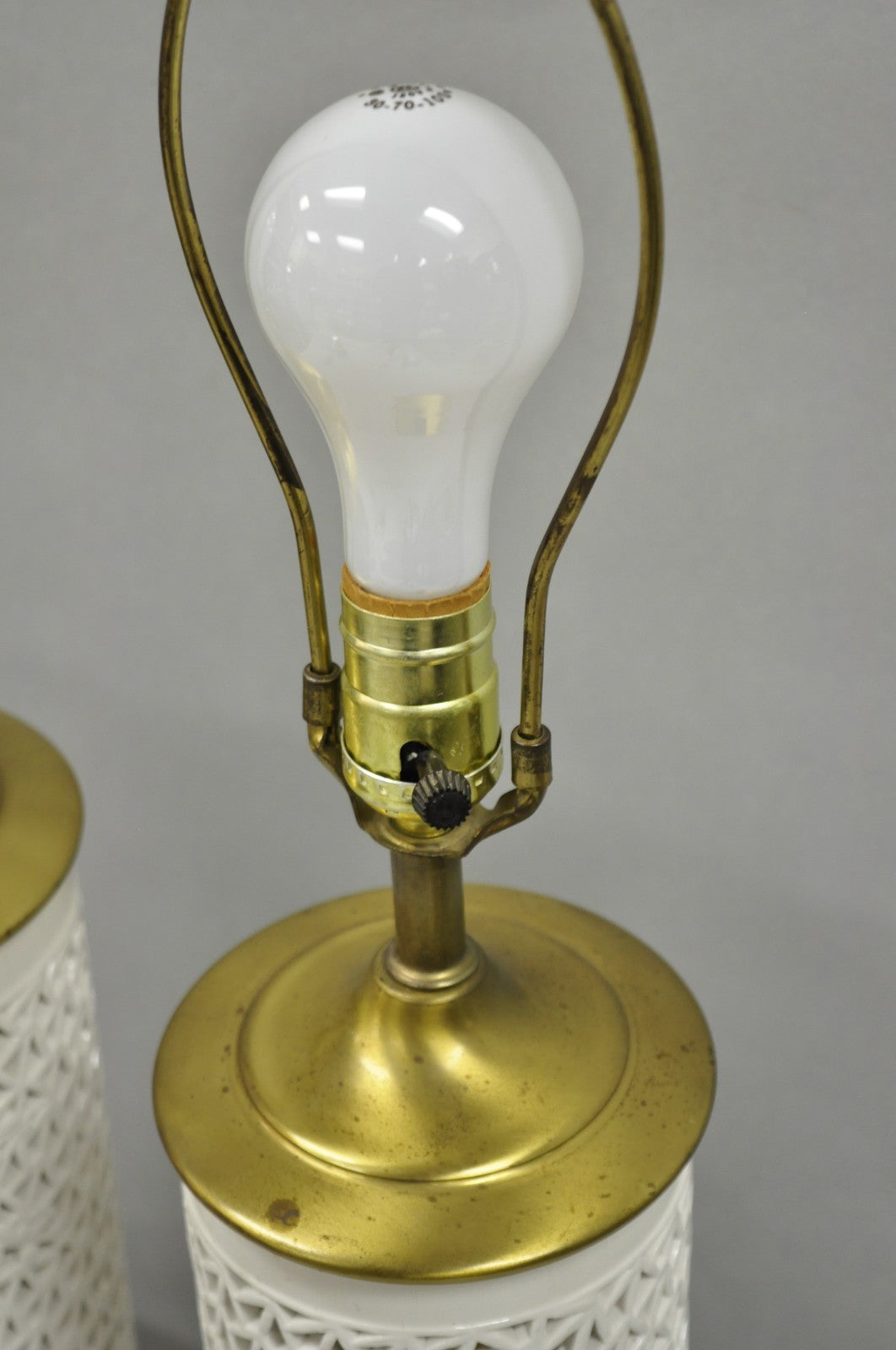 Chinoiserie White Blanc De Chine Porcelain Cherry Blossom Table Lamp - a Pair