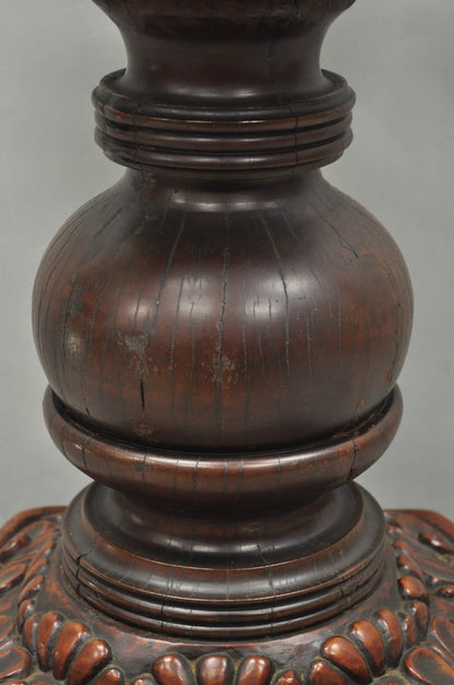 Antique American Empire Carved Mahogany Cannonball Paw Foot Pedestal Table Base