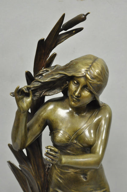 Antique Edouard Drouot (1859-1945) "La Rosse" French Bronze Sculpture of Woman