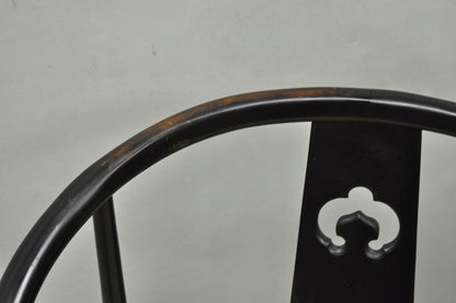 Vintage Oriental Ming Style Ebonized Horseshoe Lounge Chairs by Century (B) Pair