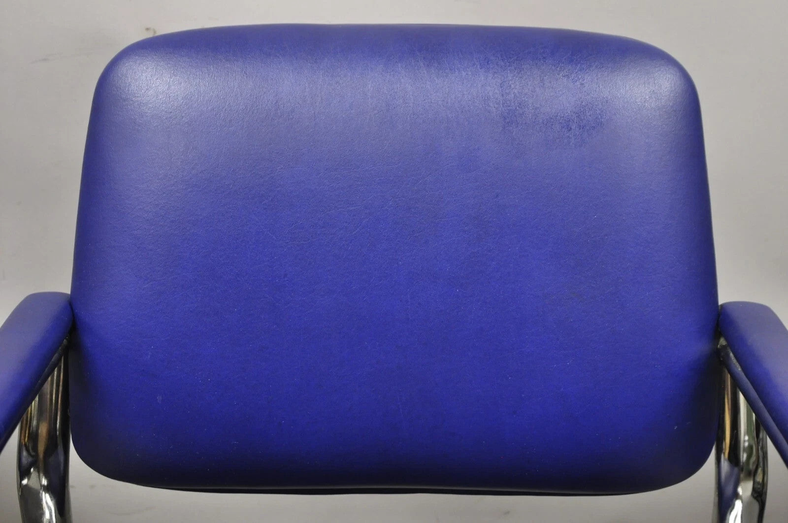 Vintage Lawsonia Stylex Mid Century Modern Blue Chrome Lounge Chairs - a Pair