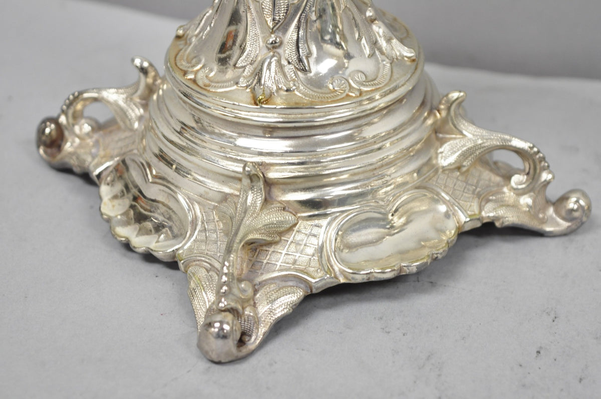 Antique Silver Plated WMF Warsaw Imperial Russia 12" Candlestick Holders - Pair