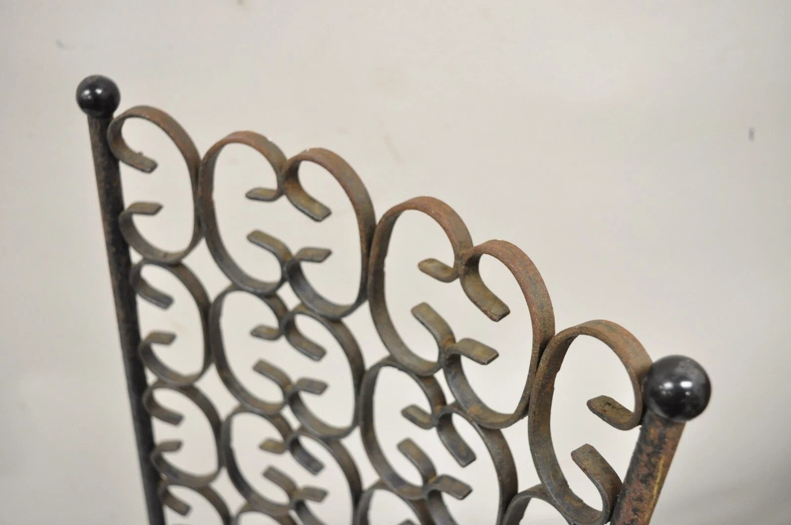 Vintage Mid Century Modern Salterini Umanoff Style Iron Scroll Side Chairs, Pair
