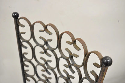 Vintage Mid Century Modern Salterini Umanoff Style Iron Scroll Side Chairs, Pair
