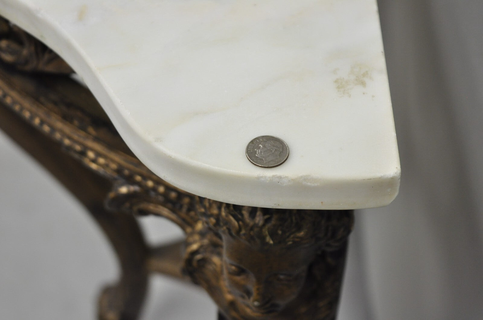 Vintage French Rococo Baroque Gold Gilt Gesso Marble Top Figural Console Table