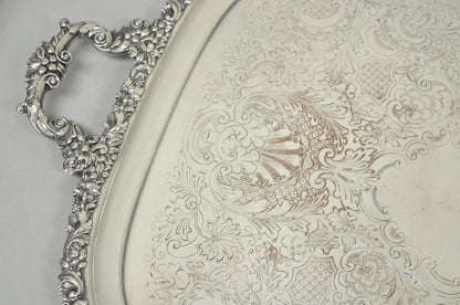 Antique Barker Ellis Victorian Silver Plated Serving Platter Bar Tray Engraved