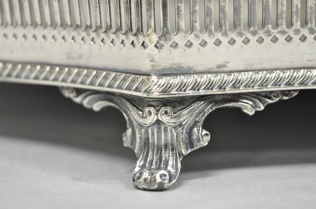 Vintage William Adams Sheffield England Edwardian Silver Plated Scalloped Tray