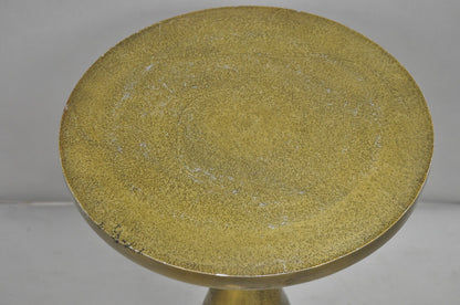 Modern Burnished Cast Metal Gold Sculptural Round Drinks Side Table