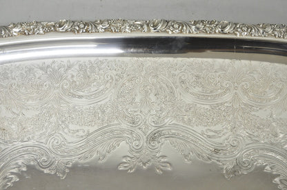 Antique E.G. Webster & Son Victorian Silver Plated Floral Repousse Serving Tray