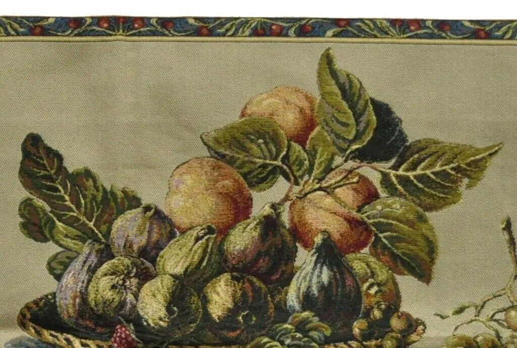 42"x26" French Wall Hanging Tapestry Aubusson Fruit Still Life Beige Background