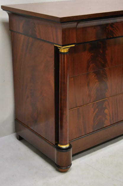 Villa Garnelo French Empire Style Crotch Mahogany 4 Drawer Commode Dresser Chest